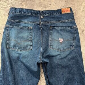 90s VTG GUESS Y2K Oversized Wide Leg Skater Jeans 34x28 Crop Made Baggy 00s Blue